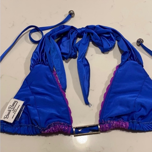 Beach Bunny lace triangle top purple blue sapphire - Picture 2 of 7